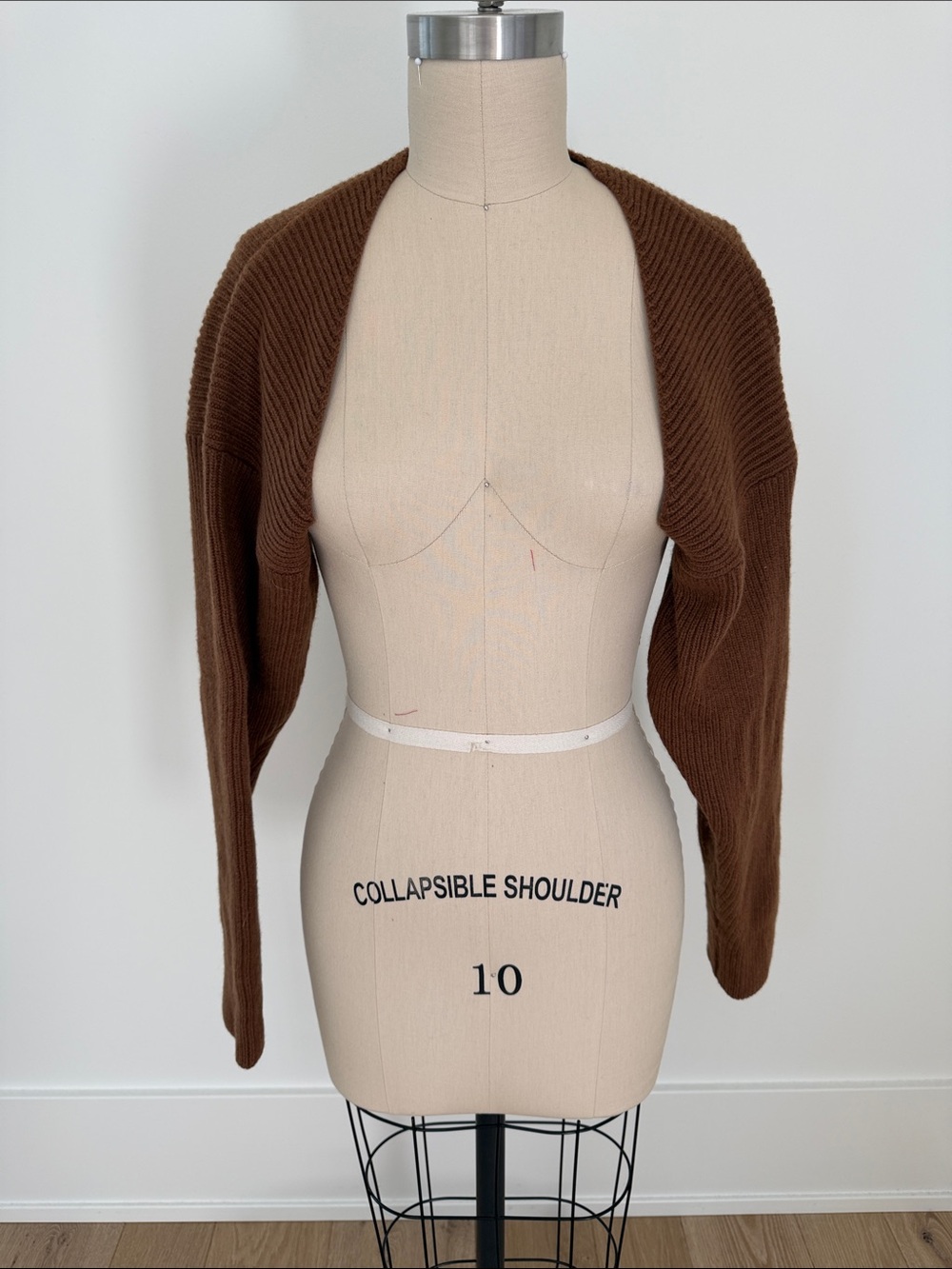 Frankie Shop Brown Ribbed Knit Shrug